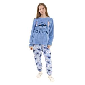 Lilo & Stitch Womens/Ladies Stitch Long-Sleeved Long Pyjama Set / Blue